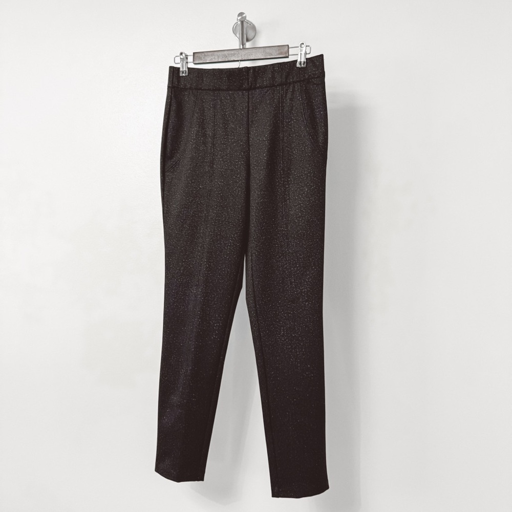 Thalian Jena Slim Fit Ponte‎ Holiday Chic Dress Pant Black Gray 8